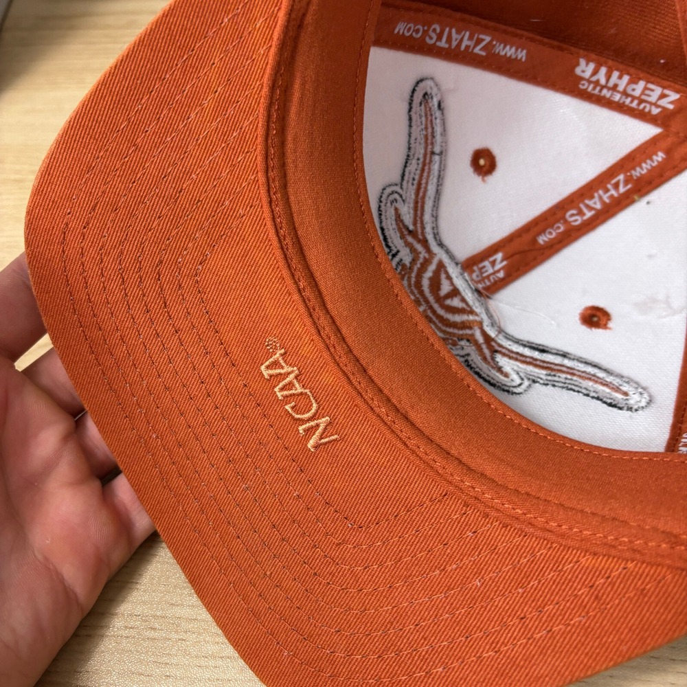 Texas Longhorns Hat Cap Fitted Small White Orange Football Zephyr - Picture 7 of 9